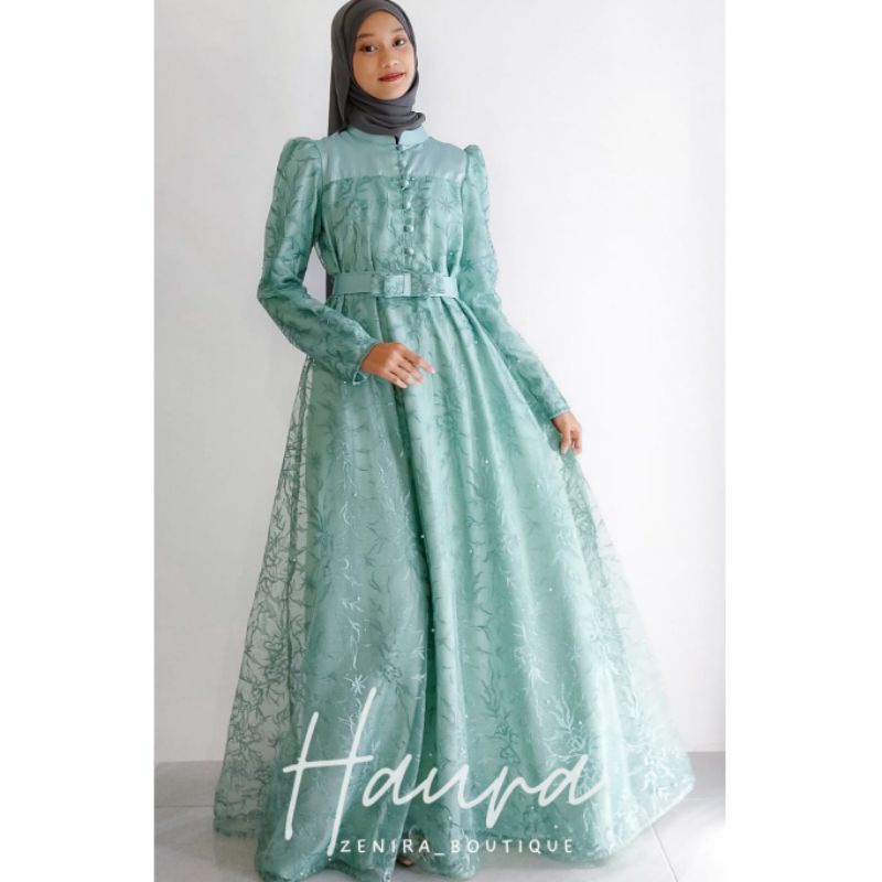 HAURA GAUN pesta pengantin mewah full tulle bordir / baju kondangan / prewedding / couple / lamaran / wisuda / bridesmaids