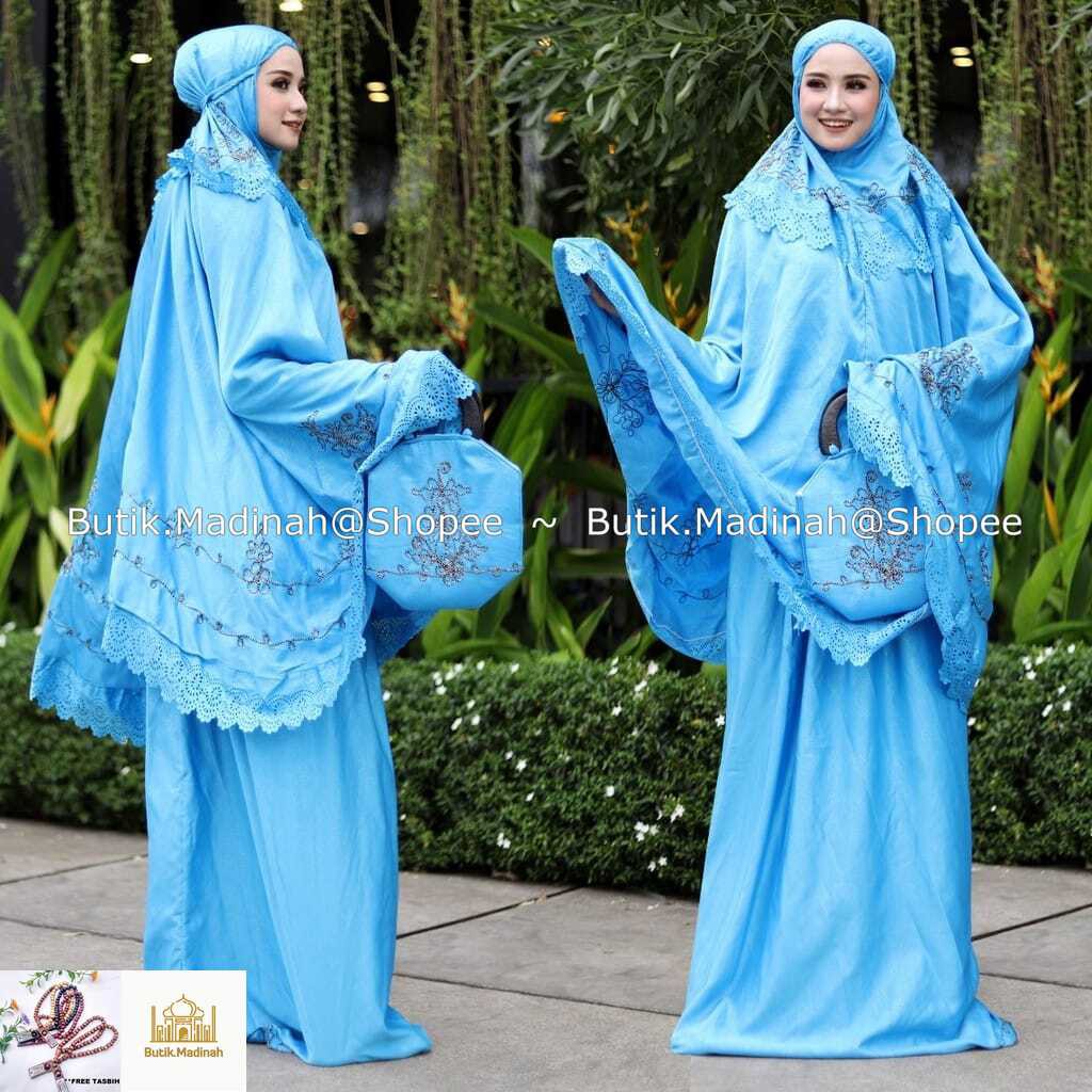 BUTIK.MADINAH MUKENA DEWASA AZZURA BORDIR 3D TIMBUL ROBERTO CORNELI SUTRA VELVET