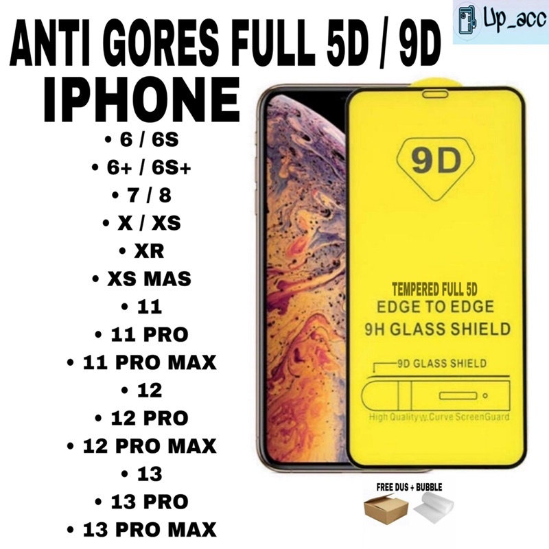 IPHONE 6 6+ 6S+ 7 8 7+ 8+ X XS XR XS MAX 11 11 PRO 11 PRO MAX 12 12 PRO 12 PRO MAX 13 13 PRO 13 PRO MAX Tempered Glass FULL Anti Gores Kaca Full Cover 5D 9D TG