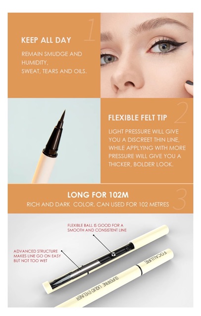 (READY &amp; ORI!) Focallure Superfine Liquid Waterproof Eyeliner FA91 FA 91 Tahan Lama Waterproof