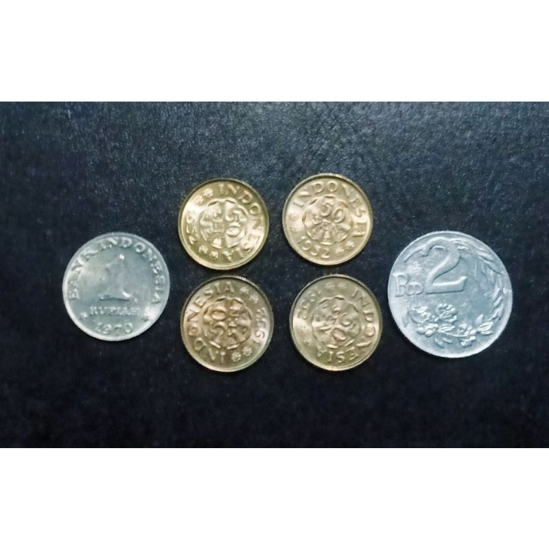 Uang Kuno Koin 1 Rupiah (50 sen + 50 sen) 2 Rupiah (50 sen x4) Untuk Mahar Nikah 21 Rupiah 22 Rupiah