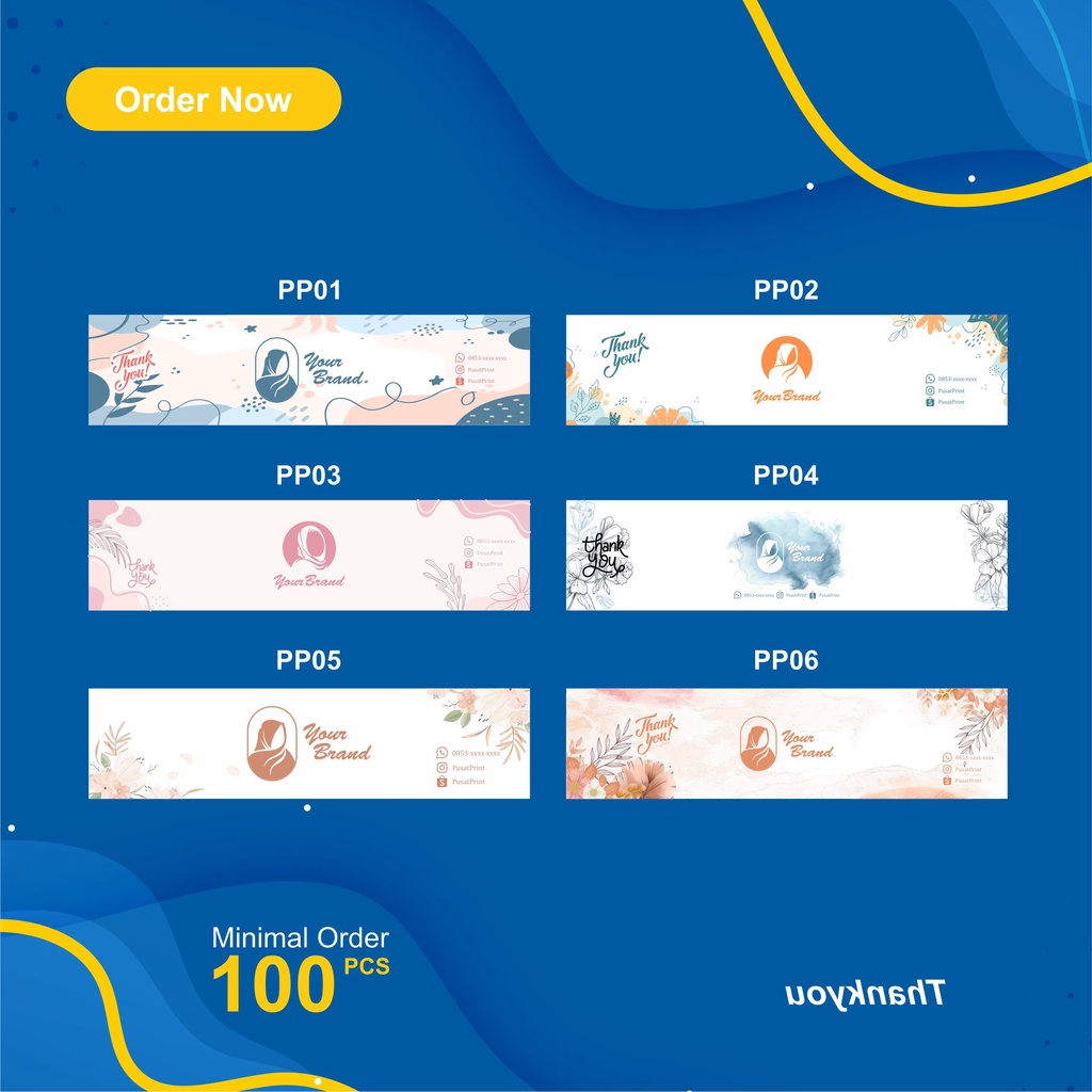 

ROLL HIJAB/LABEL SOUVENIR/KAOS KAKI/LABEL MAKANAN/ROLL HIJAB PPI (Bahan HVS)