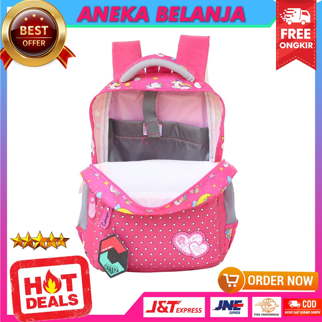 Tas Sekolah Anak Perempuan Ransel Cahaya Unicorn Little Pony Murah Tebal Trendy Berkualitas