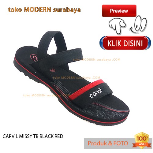 CARVIL MISSY TB BLACK RED sandal gunung wanita slid flip flop