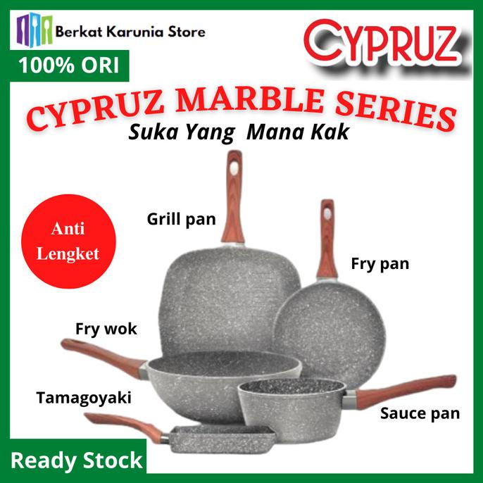 cypruz marble wok pan fry pan sauce pan wajan keramik anti lengket