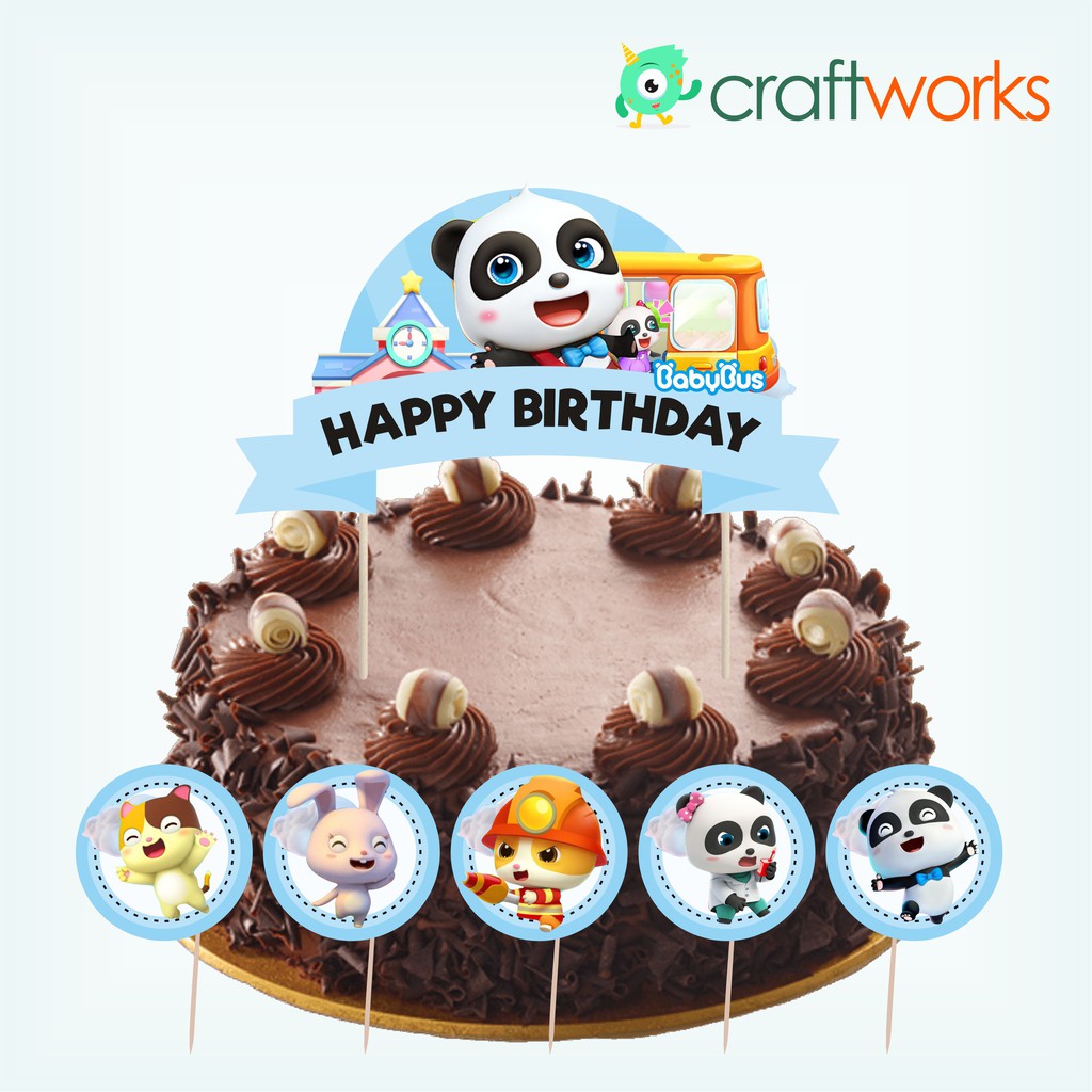 CAKE TOPPER SET - BABY BUS PANDA