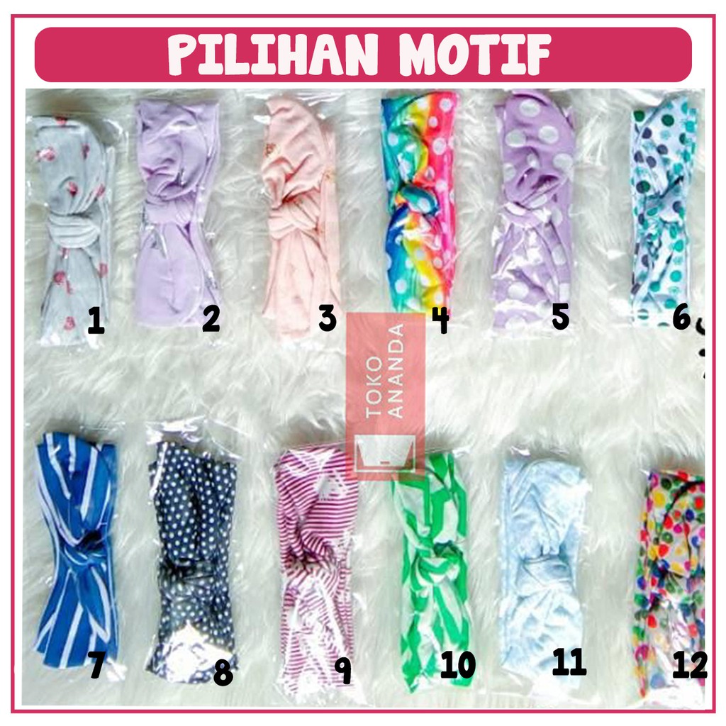 BANDANA BAYI POLOS DAN MOTIF / BANDANA BABY / HEADBAND BAYI / BANDANA