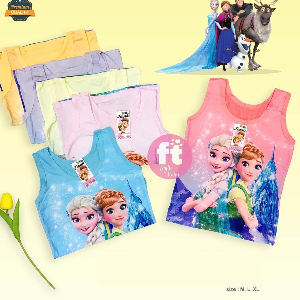 3 PCS TANKTOP anak Perempuan Motif Frozen - Tenktop balita umur 2 s/d 10 Tahun - Kaos Dalam Anak