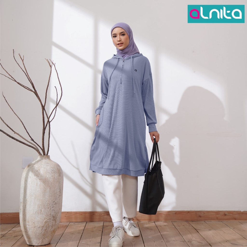 Alnita Tunik Nesta Atasan Trendy Bahan Carol Baju Olahraga Santai Simple OOTD