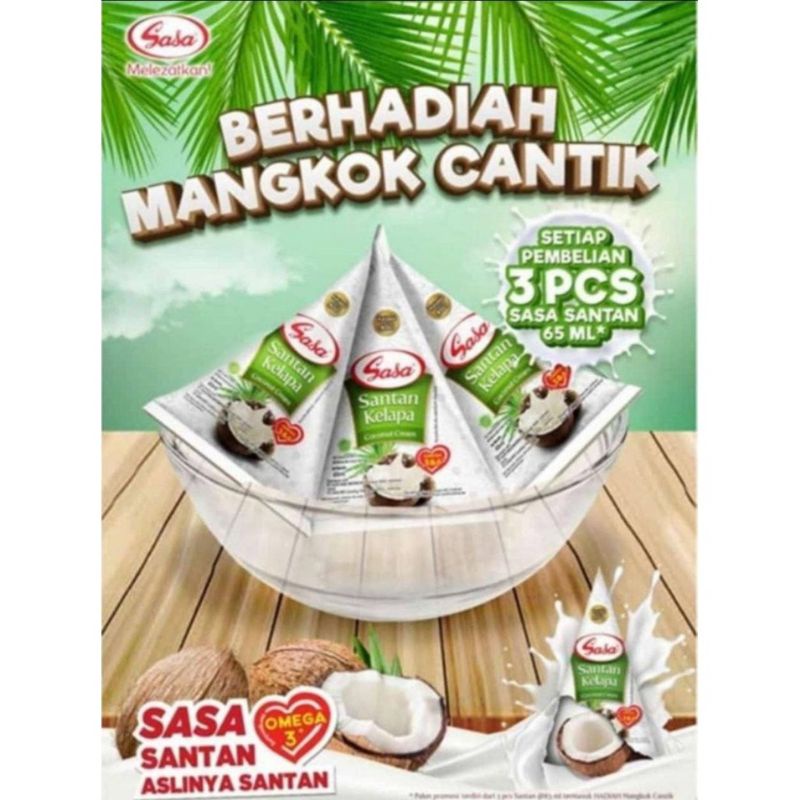 Sasa Santan Kelapa cair 65ml (santan 3 PCS + free mangkok 1 PCS)