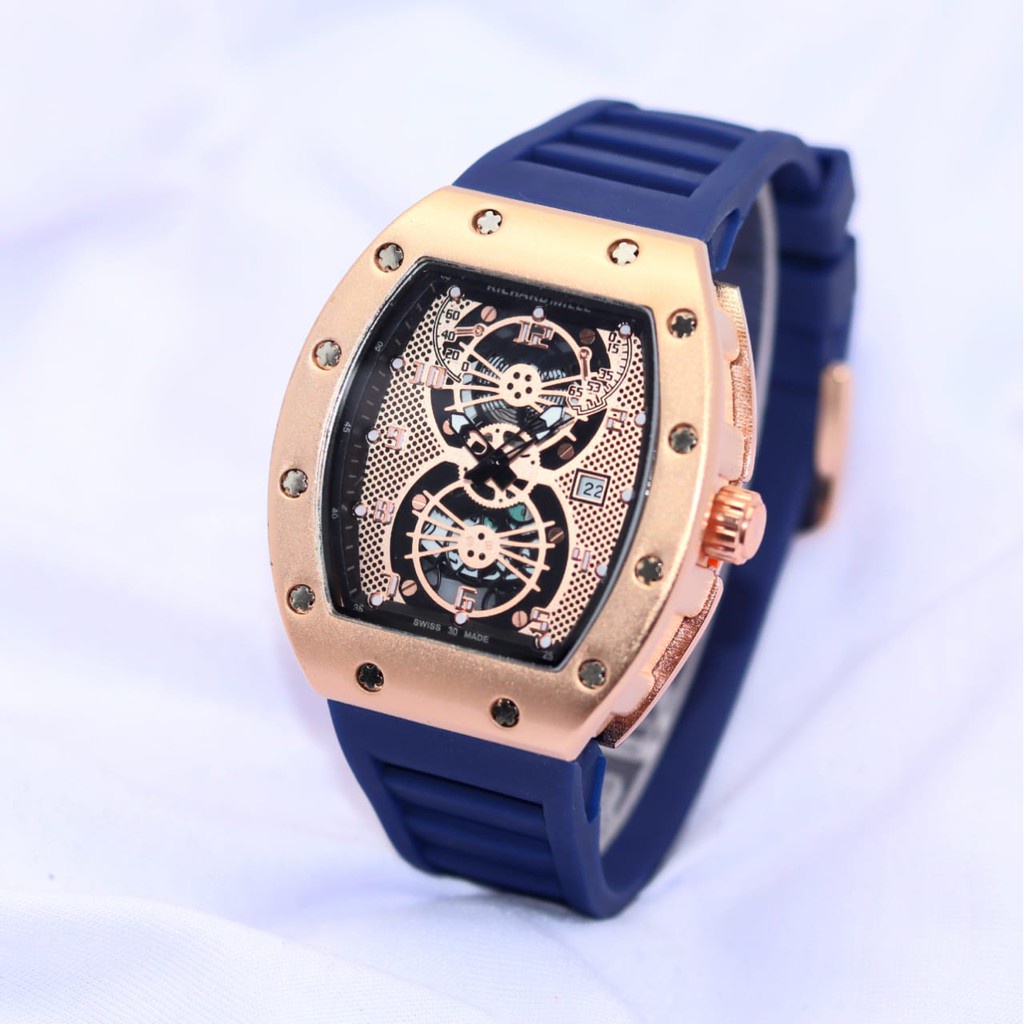 JAM TANGAN FASHION PRIA RM RUBBER FREE BOX 4 CM JAM TANGAN COWOK