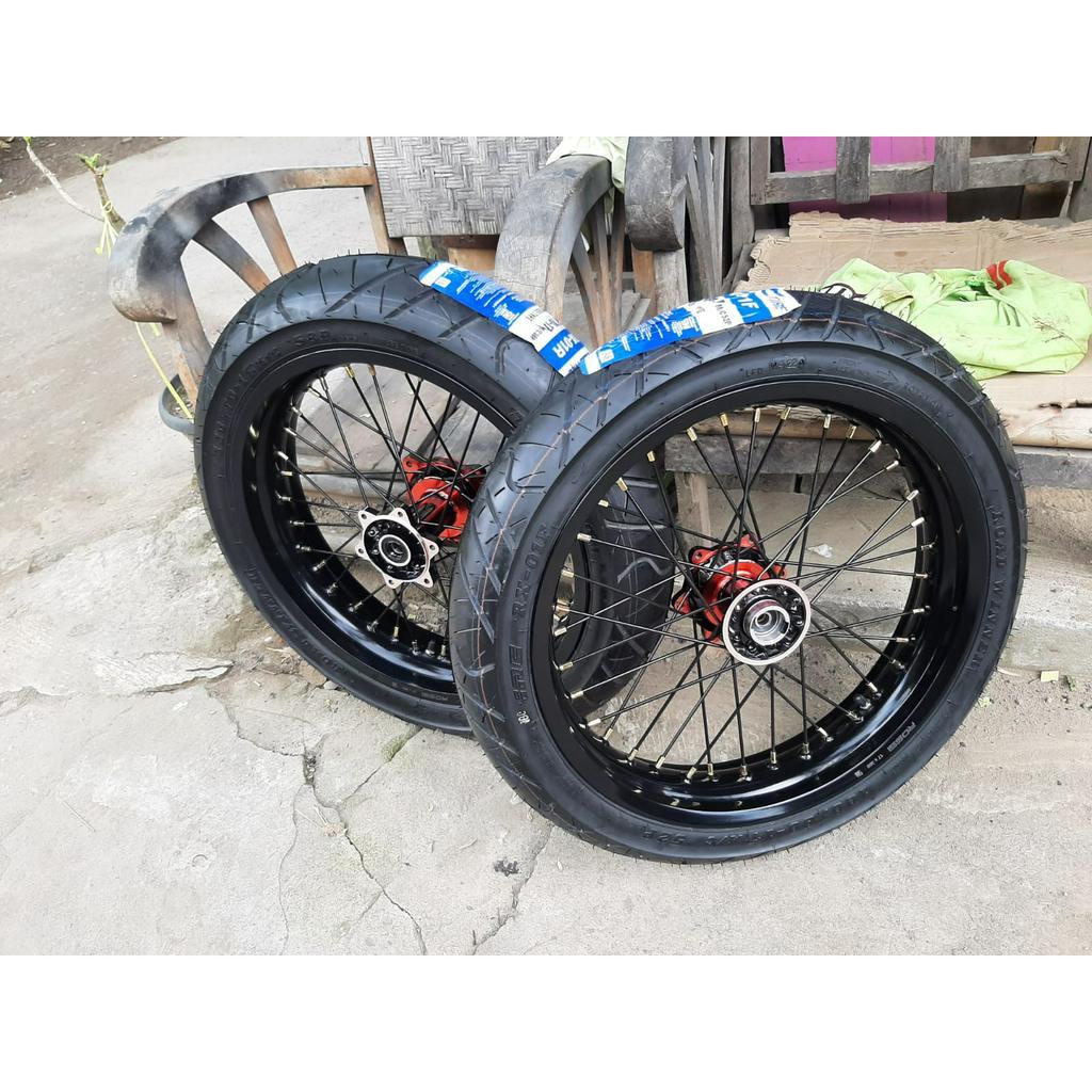 Roda Set Kawasaki KLX 150 Supermoto Wheelset Supermoto D-Tracker Ring 17 Paket Ban Supermoto Kawasak