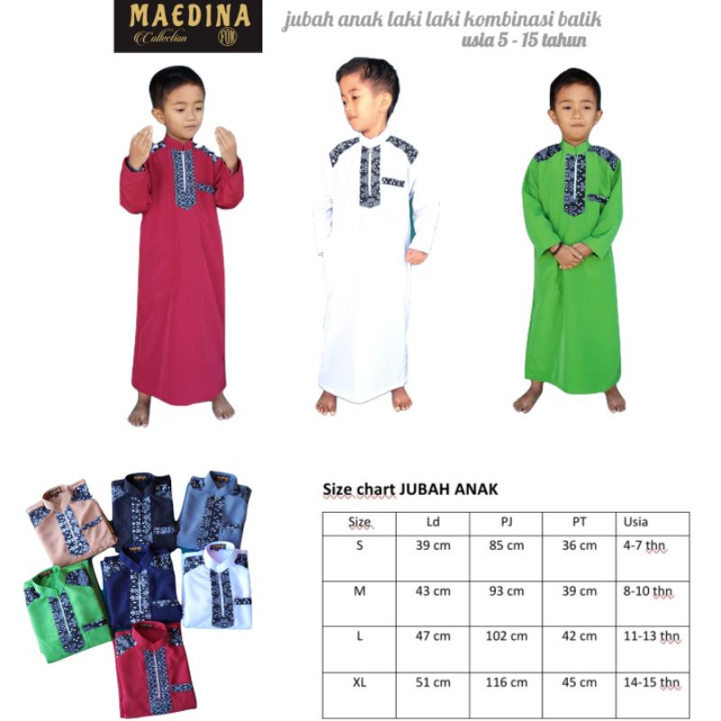 jubah anak laki-laki kombinasi batik 1- 13 tahun