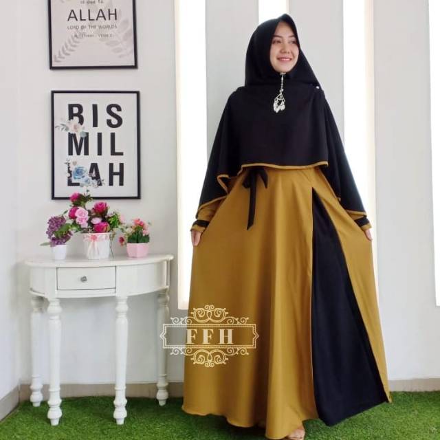 MS Alfira set syari ori by FFH / gamis ity crepe / gamis italyan crepe