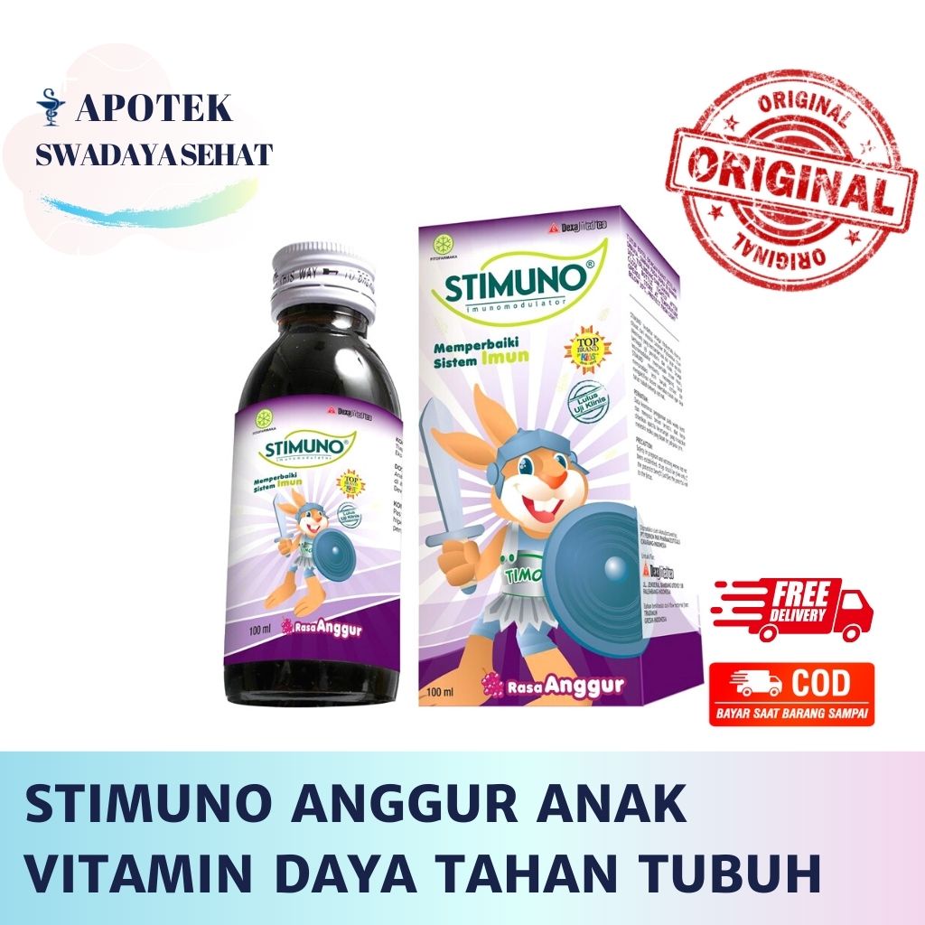 STIMUNO Anggur Sirup 100 ML - Multivitamin Daya Tahan Tubuh Anak 60 ML Grape Syrup