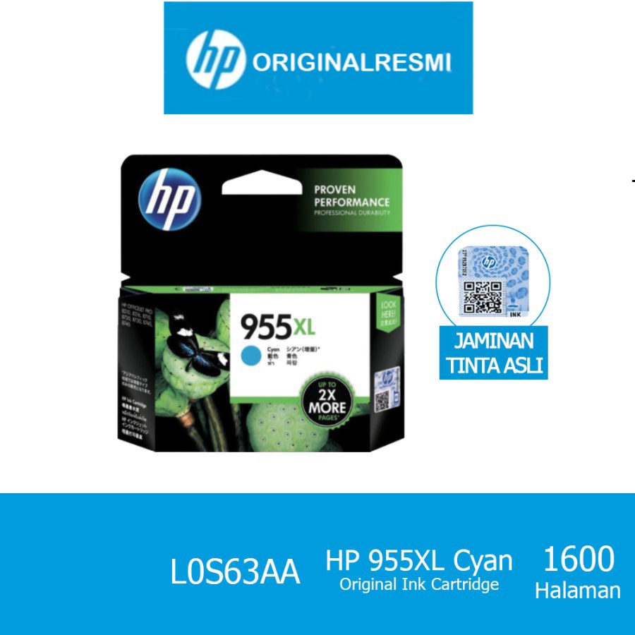 CARTRIDGE HP 955 XL CYAN / TINTA CATRIDGE HP955XL CYAN ORIGINAL - RESMI