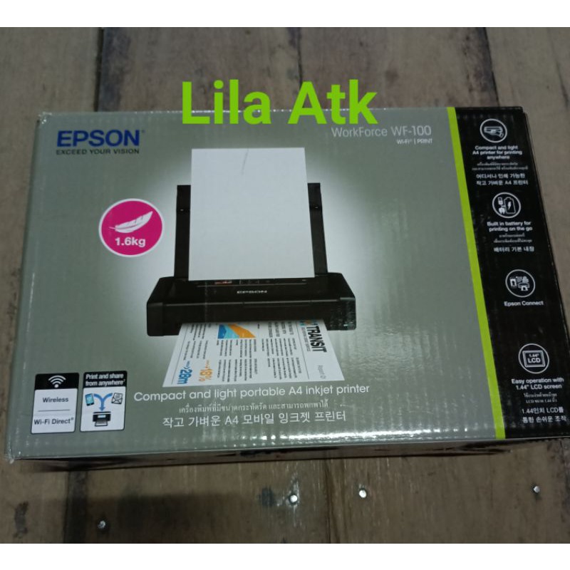 Printer Epson WF-100 Work Force/ Printer Portable Wireless Wifi