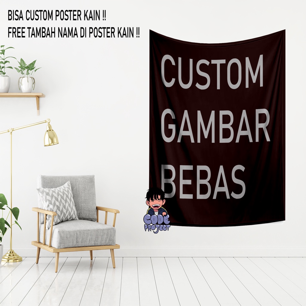 CUSTOM POSTER KAIN - custom hiasan dinding - custom hiasan dinding kamar - flag poster - poster kain