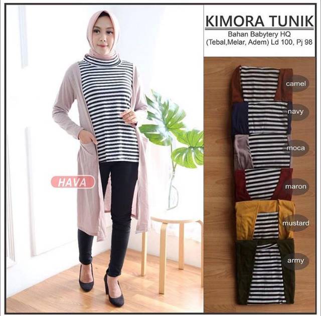 1 KG = 3 PCS || KIMORA TUNIK TURTLENECK STRIPE FASHION MURAH