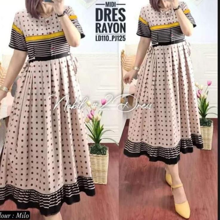 Harga Spesial.. Midi Dress Arken // Dress Midi Rayon Viral // Daster Midi Wanita Terbaru //  Midi Dr