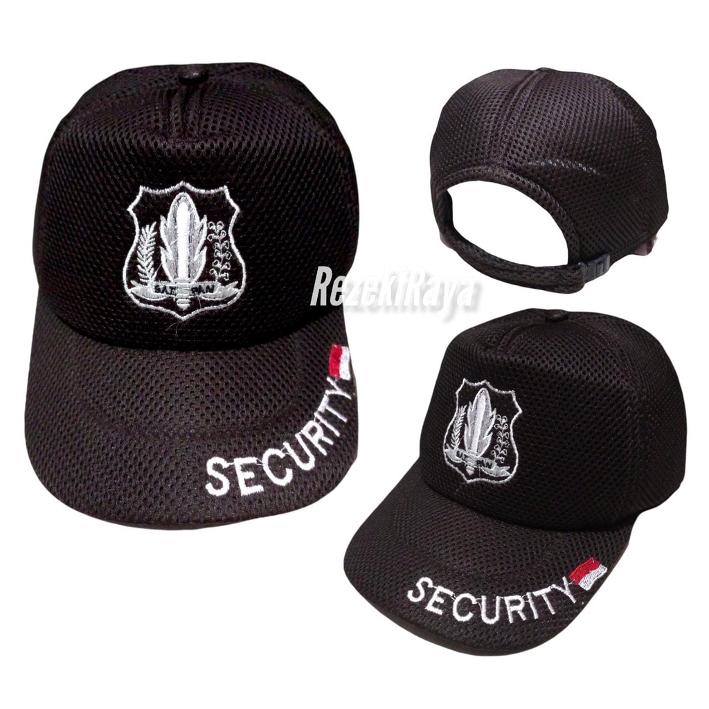 Topi Security Double Mesh Bordir Topi Logo Scurity