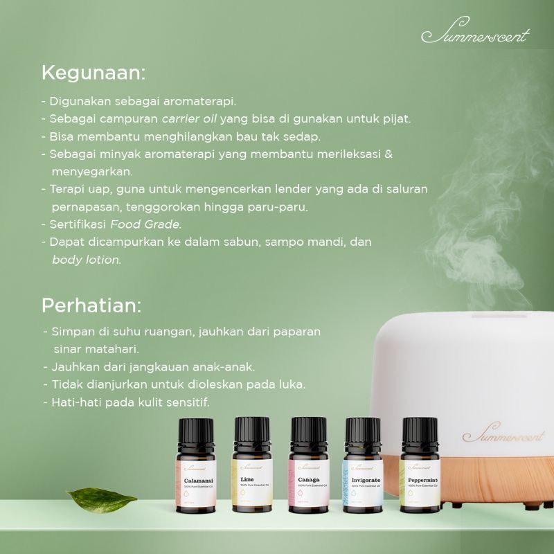 SUMMERSCENT essential oil 10ML humidifier diffuser aromatherapy aromaterapi