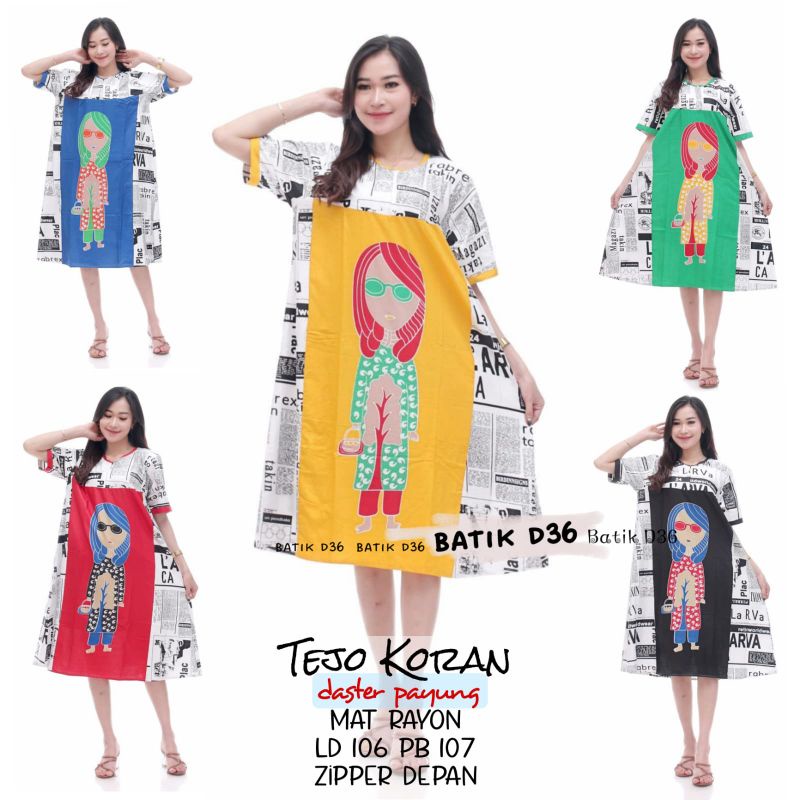 Baju Tidur Daster Payung Tejo Koran Rayon Jumbo Homedress Busui Bumil Kekinian Murah