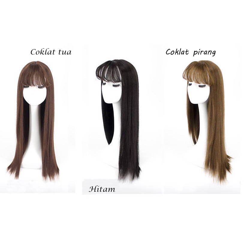 Wig Full Lace Rambut Palsu Lurus Panjang Hair Extension Model Long Straight High Quality Import