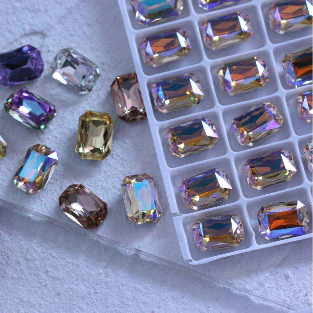 Needway Nail Art Rhinestones Fashion 4pcs 14x10mm Menunjuk Kembali Membuat Perhiasan Glliter Kaca DIY Craft Shiny Nail Charms