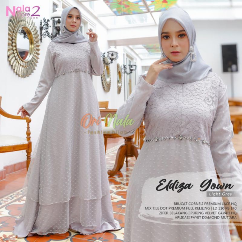 ELDIZA GOWN FAB BROKAT CORNELI PREMIUM LACE HQ MIX TILE DOT PREMIUM FULL FURING LD 110 PB 140