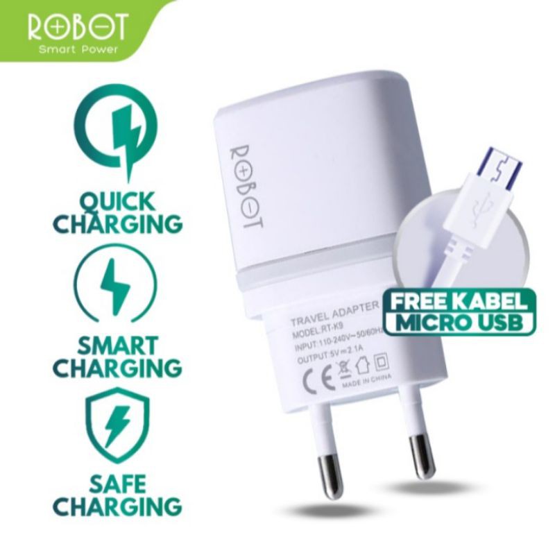 ROBOT RT-K9 ADAPTOR CHARGER ROBOT ORIGINAL TRAVEL ADAPTER ROBOT RT-K9 ADAPTOR CHARGER+KABEL GROSIR