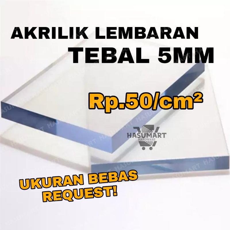 Akrilik Lembaran 5mm Bebas Custom Rp.50/cm² (Kaca Acrylic Sheets)