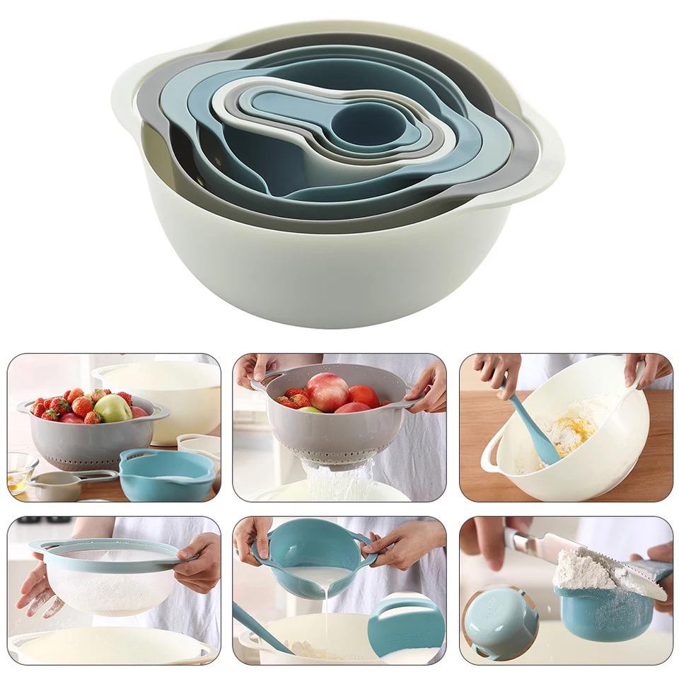 baking tools set / mixing bowl plastic 8in1 / baskom tempat masak baking sendok ukur saringan