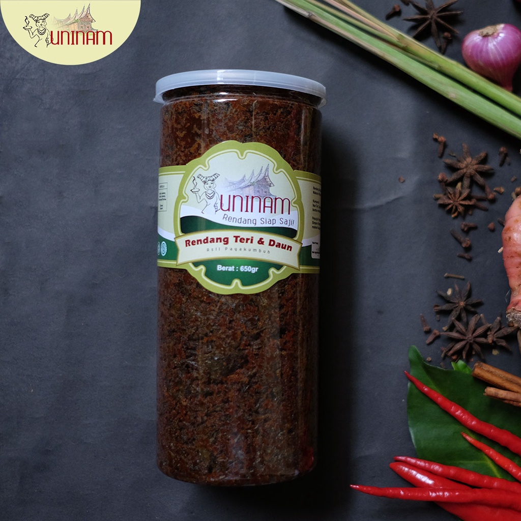 

UniNam Rendang Teri Daun 650gr / Rendang Makanan Cepat Saji Makanan Kemasan Food Rendang Padang