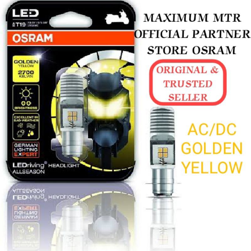 LAMPU OSRAM LED T19 GOLDEN YELLOW NEW GEN AC/DC - M5 - K1 - H6 - 2700 KELVIN - ORIGINAL 100%