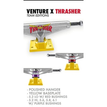 Venture THRASHER 8pcs Truk SKATEBOARD 5.25INCH 25MM Warna Hitam