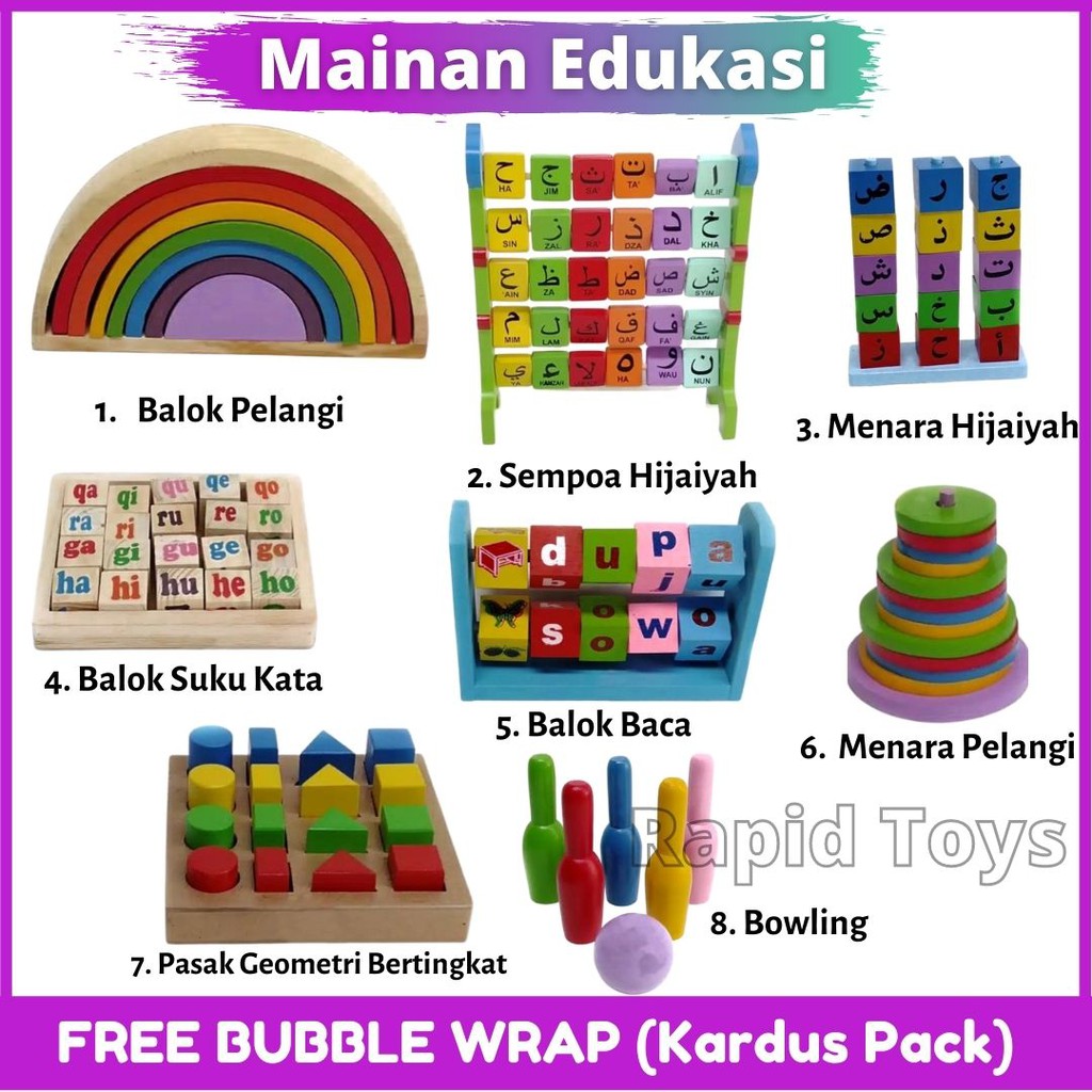 Rapid Toys Aneka Mainan Kayu Edukasi Anak Bisa COD