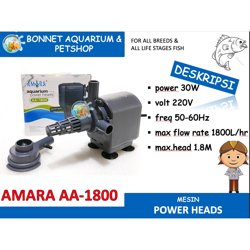 AMARA AA- 1800 AQUARIUM POWER HEADS POMPA CELUP AMARA AA 1800