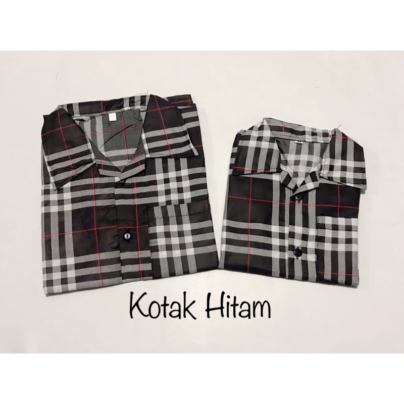 KOTAK HITAM setelan piyama baju tidur bisa couple anak ibu dan keluarga