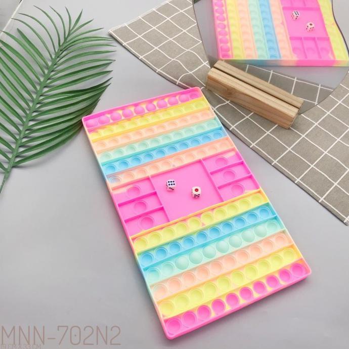 POP IT BATTLE DICE JUMBO RAINBOW PASTEL PINK POP IT GAME BOARD DADU - pink pastel