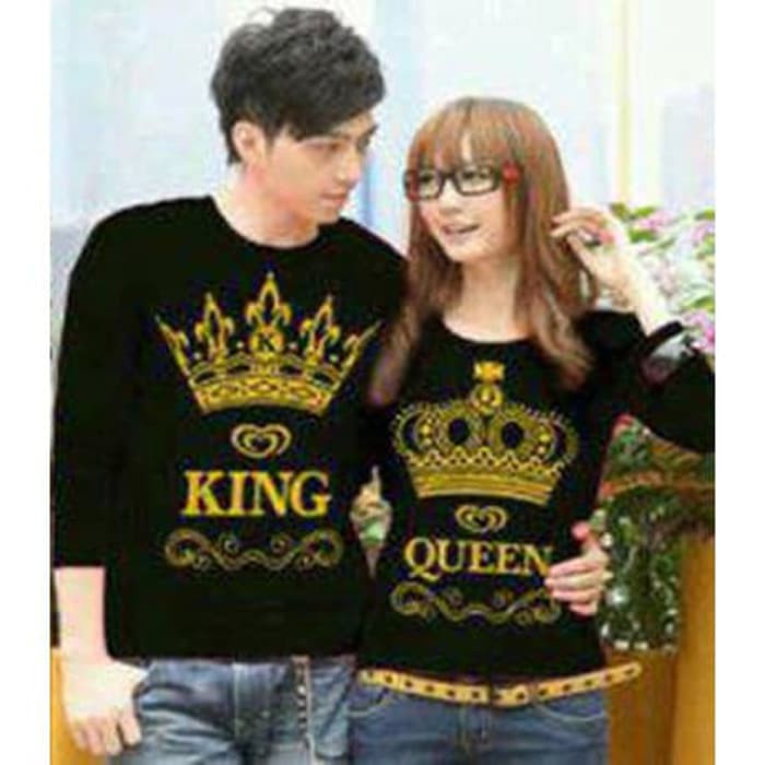 Kaos Couple Lp King Queen Crown Black - Hitam Best Quality