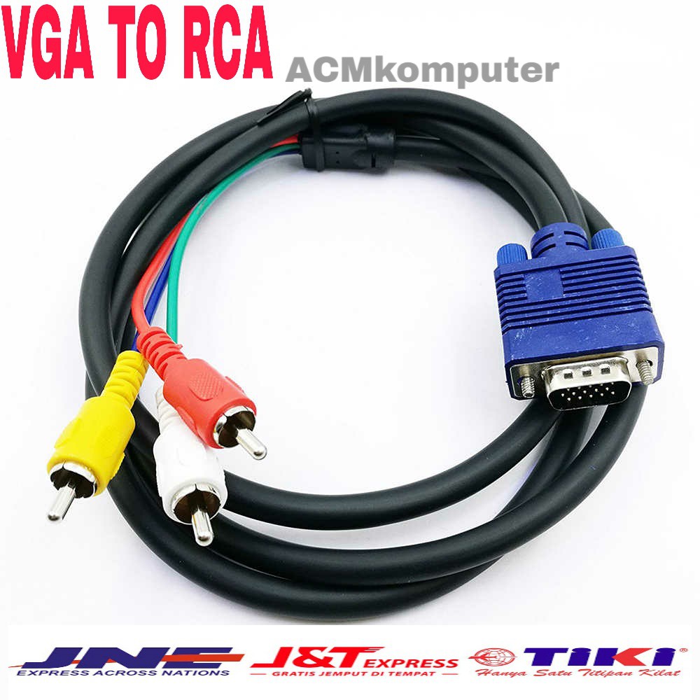 Jual Kabel Sambungan Vga Rgb Male To 3 Rca Male Component Vga Ke Rca Shopee Indonesia