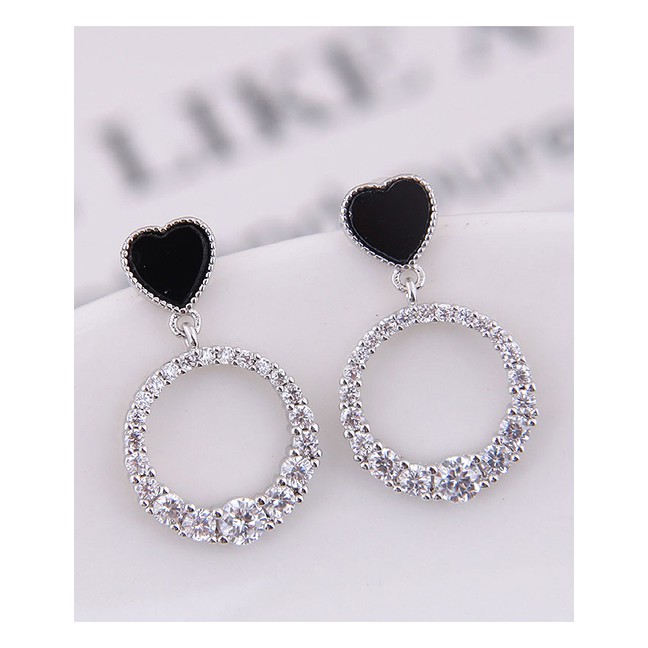 LRC Anting Tusuk Fashion 925 Silver Needle Love Earrings A58711