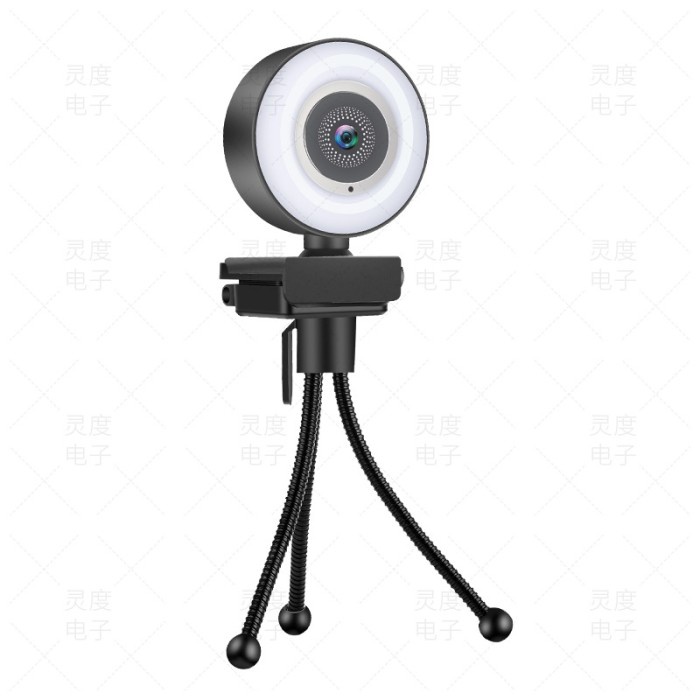 USB Webcam Kamera Zoom UltraHD 4K + RIng light