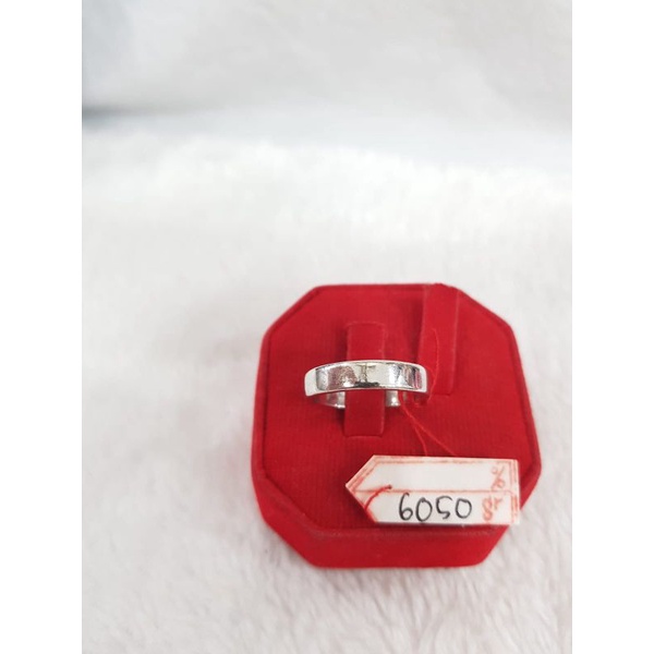 CC681M115M cincin emas kawin model persegi polos penuh emas putih asli wedding ring white gold berat