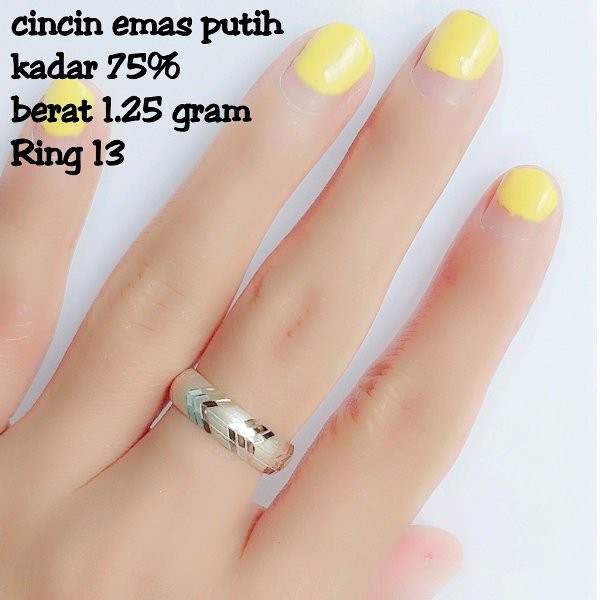 cincin emas putih kadar 75 persen 1.25 gram