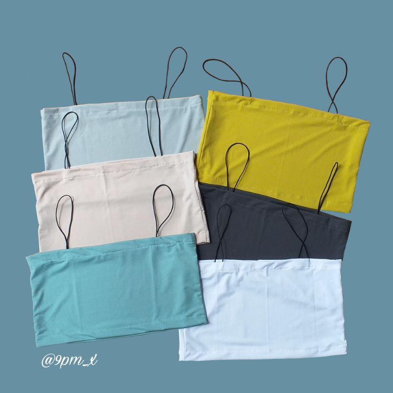 Inner Square Tanktop Tali Crop Jersey Spaghetti Strap Camisole