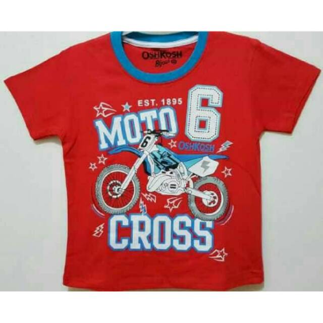 Kaos anak karakter motor cross merah