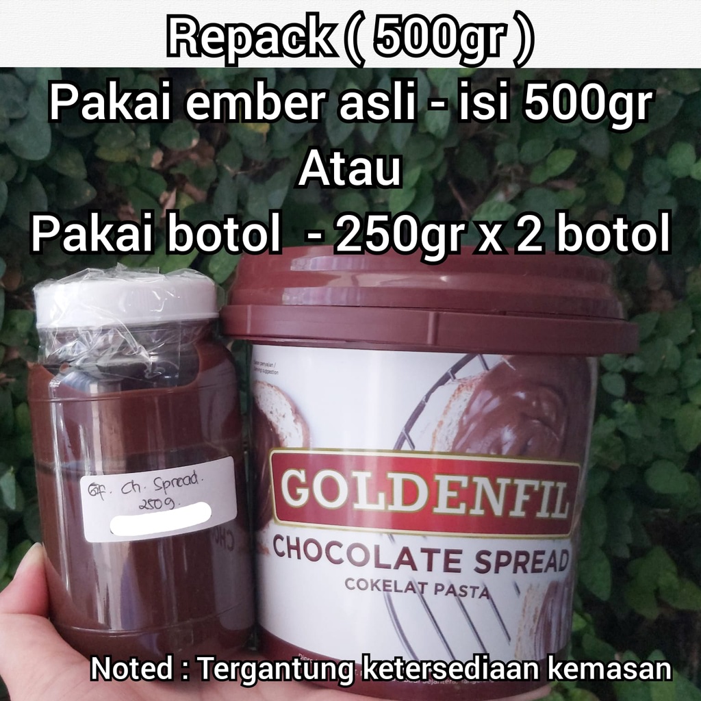 

repack Goldenfil choco Spread 500gr goldenfil choco spread 500gr goldenfil choco spread 1/2kg
