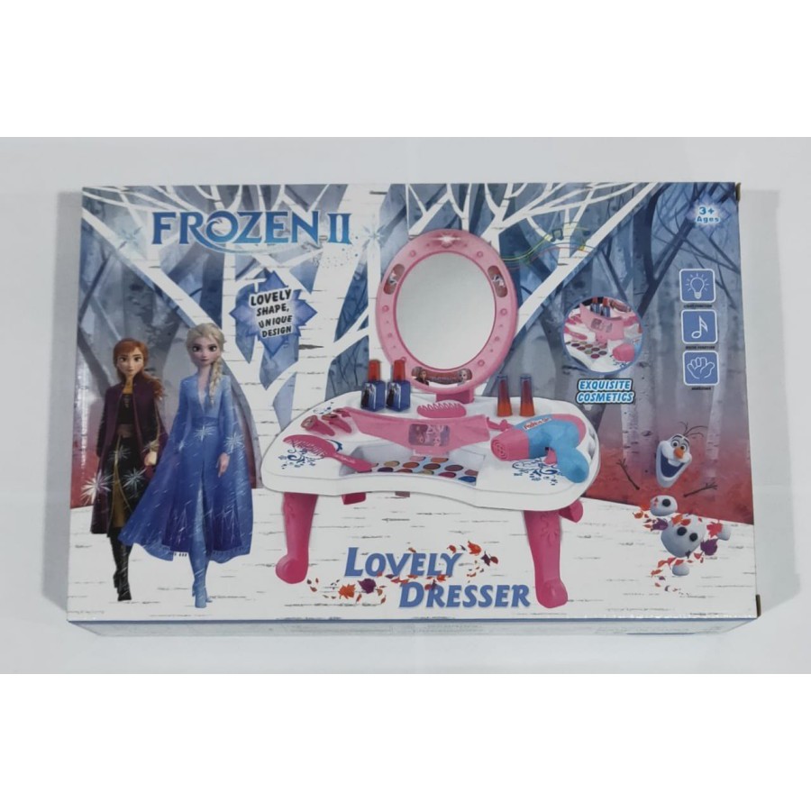 Mainan Dandan Koper Lipat Dresser Table Toys Meja Rias Make Up Frozen